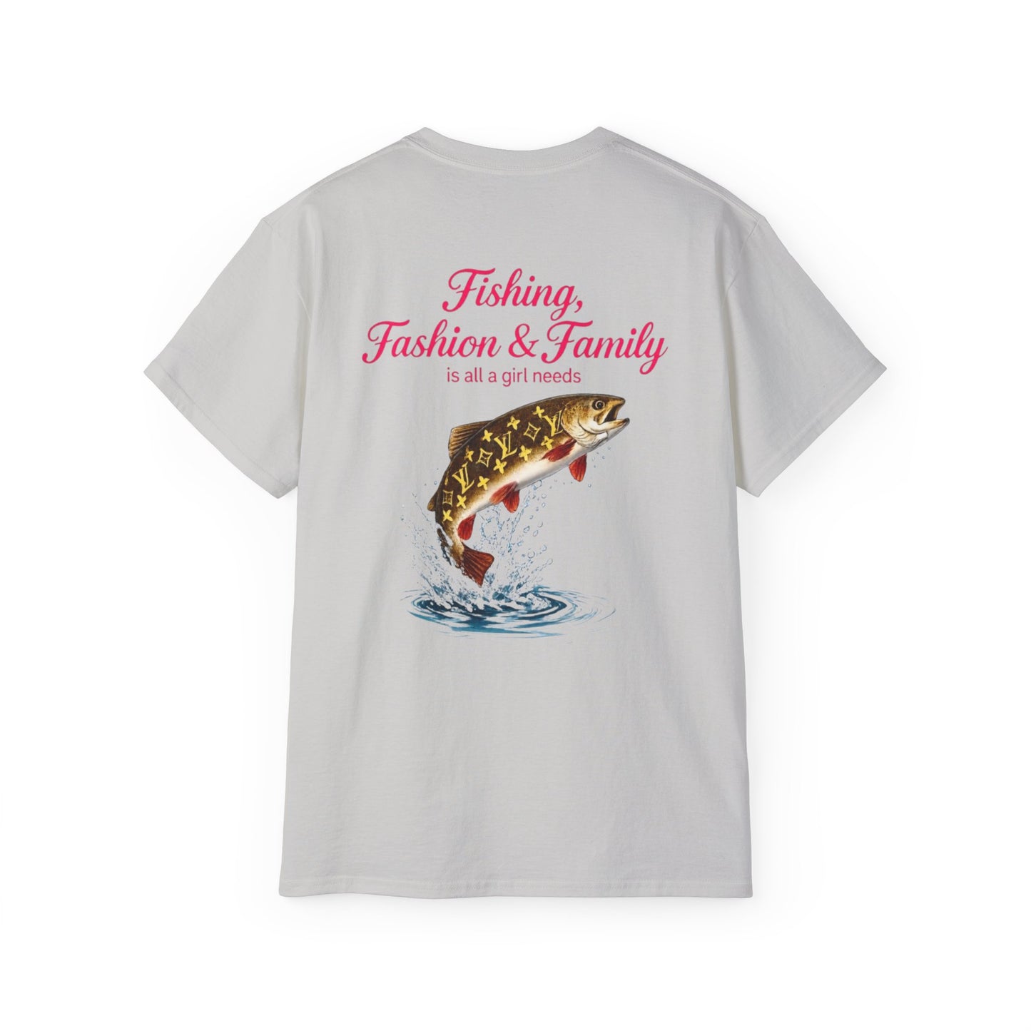Fishing, Fashion & Family Tee — Women’s Fishing Graphic T-Shirt